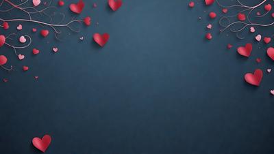 The primary subject of the image is a blue background with a pattern of hearts. The hearts are scattered across the background, creating a visually appealing and heartwarming scene. The setting is a dark blue background, which contrasts with the hearts, making them stand out. The visual style of the image is a combination of digital art and illustration, as the hearts are arranged in a creative and artistic manner. The colors and mood of the image are predominantly dark blue, with the hearts adding a touch of warm