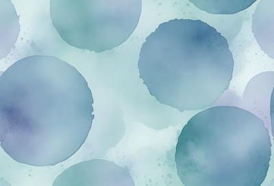 The primary subject of the image is a blue background with a pattern of white circles. The setting appears to be a swimming pool, as the circles are floating on the water. The visual style is a combination of a photo and digital art, creating a unique and interesting design. The colors and mood of the image are predominantly blue and serene, with the white circles adding a touch of brightness and contrast.