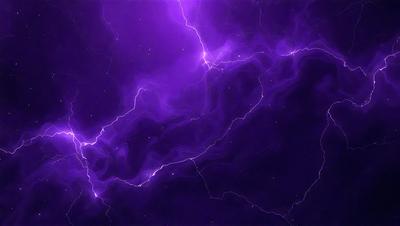 The primary subject of the image is a purple sky with a purple lightning bolt streaking through it. The setting is a dark, purple background that contrasts with the lightning bolt. The visual style is a digital art or illustration, creating a dramatic and striking scene. The colors and mood are predominantly purple, giving the image a moody and atmospheric feel.