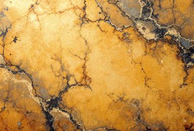 The primary subject of the image is a close-up of a marble wall with a yellowish tint. The setting is a room with a marble surface, and the visual style appears to be a photo. The dominant colors are yellow and brown, creating a warm and earthy atmosphere.