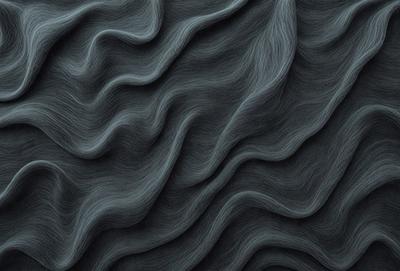 The primary subject of the image is a close-up of a blue, wavy, and textured surface. The setting appears to be a dark background, possibly a wall or a piece of artwork. The visual style of the image is a combination of a photo and a digital artwork, creating a unique and intriguing appearance. The dominant colors in the image are blue and black, giving the scene a moody and dramatic atmosphere.