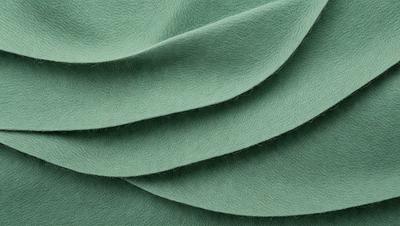 The primary subject of the image is a green fabric, which appears to be a piece of wool. The setting is a close-up view of the fabric, showcasing its texture and color. The visual style is a detailed, up-close representation of the fabric. The colors and mood of the image are predominantly green, giving it a natural and earthy feel.