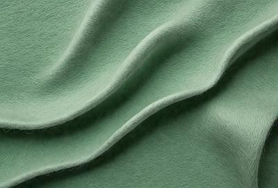 The primary subject of the image is a green fabric, which appears to be a piece of cloth or a blanket. The setting is a close-up view of the fabric, showcasing its texture and color. The visual style is a realistic representation of the fabric, and the colors and mood are predominantly green, giving the image a calm and soothing atmosphere.