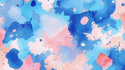 The primary subject of the image is a colorful, abstract painting featuring a blue and pink color scheme. The setting is a white background, which provides a clean and minimalist appearance. The visual style is a combination of digital art and illustration, creating a unique and artistic representation of the subject. The dominant colors in the painting are blue and pink, which evoke a sense of calmness and warmth.
