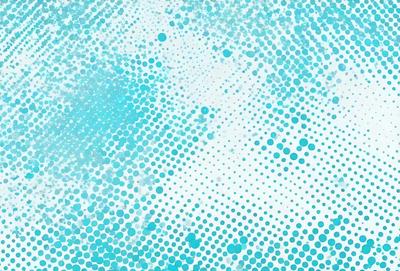 The primary subject of the image is a blue and white polka dot pattern. The setting is a blue background, and the visual style is a digital art or illustration. The dominant colors are blue and white, creating a calm and soothing atmosphere.