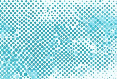 The primary subject of the image is a blue and white polka dot pattern. The setting is a blue background, and the visual style is a patterned background. The dominant colors are blue and white, creating a calm and soothing atmosphere.