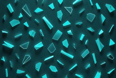 The primary subject of the image is a collection of blue triangles, which are arranged in a pattern on a blue background. The setting appears to be a wall or a surface with a blue tint. The visual style of the image is a combination of digital art and illustration, creating a unique and eye-catching design. The dominant colors in the image are blue and turquoise, giving the scene a calm and soothing atmosphere.