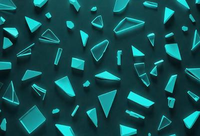 The primary subject of the image is a collection of various geometric shapes, including triangles and diamonds, arranged in a visually appealing manner. The setting is a blue background, which adds a sense of depth and contrast to the shapes. The visual style is a combination of digital art and illustration, creating a unique and eye-catching pattern. The dominant colors are blue and white, giving the image a calm and soothing atmosphere.