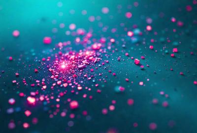 The primary subject of the image is a close-up of a pink and purple glittery background. The setting is a dark blue background, which contrasts with the bright colors of the glitter. The visual style appears to be a digital art or illustration, as the glittery effect is achieved through digital manipulation. The colors and mood of the image are vibrant and lively, with the pink and purple glitter creating a sense of excitement and energy.