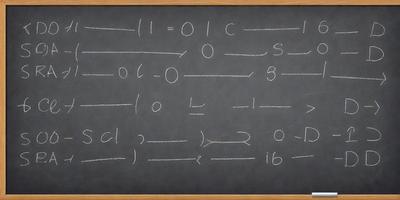 The primary subject of the image is a chalkboard with a series of numbers written on it. The numbers are arranged in a line, and the chalkboard appears to be a blackboard. The setting is a classroom or a learning environment, as the numbers are likely part of a lesson or educational material. The visual style is a hand-drawn or handwritten representation of numbers, giving the image a more personal and artistic touch. The colors and mood of the image are predominantly black and white, which adds