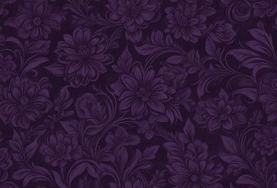 The primary subject of the image is a purple floral pattern, which is the main object, scene, or focus of the image. The setting or background features a purple fabric with a floral design, creating a visually appealing and cohesive visual style. The colors and mood of the image are predominantly purple, which gives the scene a calm and serene atmosphere.