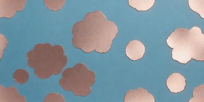 The primary subject of the image is a collection of metal flowers, which are scattered across a blue background. The setting appears to be a sky, with the flowers floating in the air. The visual style of the image is a combination of photo and digital art, creating a unique and artistic representation of the metal flowers. The colors in the image are predominantly blue, with the metal flowers adding a touch of silver and gold. The overall atmosphere of the image is serene and peaceful, with the metal flowers floating gracefully in the sky
