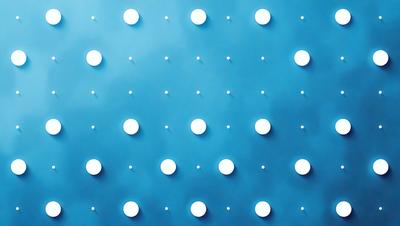 The primary subject of the image is a blue wall with a pattern of white circles. The setting is a room with a blue background, and the visual style is a digital art or illustration. The dominant colors are blue and white, creating a calm and soothing atmosphere.