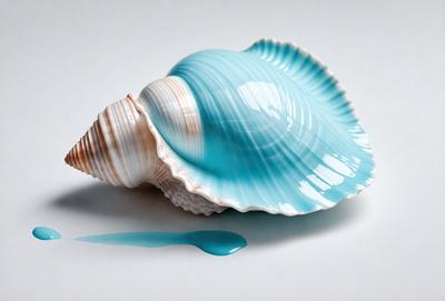 The primary subject of the image is a blue and white shell, which is the main object, scene, or focus of the image. The shell is placed on a white surface, which serves as the setting or background. The visual style of the image is a photo, capturing the natural beauty of the shell. The dominant colors in the image are blue and white, creating a calm and serene atmosphere.