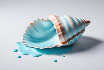 The primary subject of the image is a blue and white shell, which is the main object, scene, or focus of the image. The shell is placed on a white surface, which serves as the setting or background. The visual style of the image is a photo, capturing the natural beauty of the shell. The dominant colors in the image are blue and white, creating a calming and serene atmosphere.