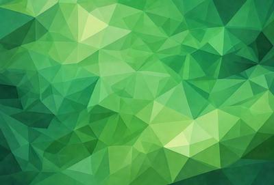 The primary subject of the image is a close-up of a green geometric pattern, which appears to be a painting or digital artwork. The setting is a green background, which complements the vibrant colors of the pattern. The visual style is a mix of digital art and painting, creating a unique and eye-catching piece of art. The dominant colors are green and yellow, giving the image a lively and fresh atmosphere.