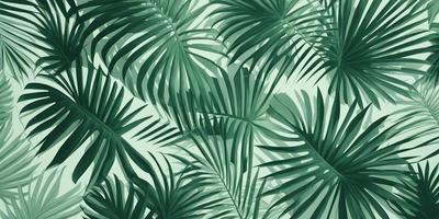 The image features a large, lush green palm tree with many leaves. The tree is the primary subject of the image, and it is set against a white background. The visual style of the image is a pattern, and the dominant colors are green and white. The overall atmosphere of the image is vibrant and tropical.