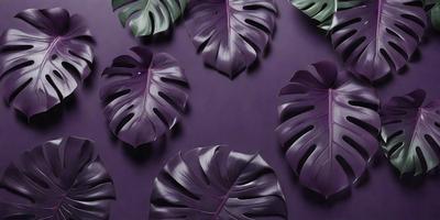 The image features a purple background with a variety of large, purple leaves arranged in a visually appealing manner. The leaves are spread across the background, creating a sense of depth and dimension. The overall atmosphere of the image is serene and calming, with the purple hues adding a touch of elegance and sophistication.