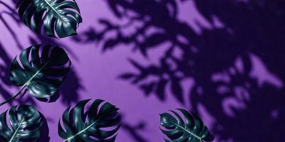 The image features a purple wall with a large leaf pattern on it. The primary subject is a large leaf, which is the main focus of the image. The setting is a purple wall, and the visual style is a patterned wallpaper. The colors and mood of the image are predominantly purple, creating a calm and serene atmosphere.