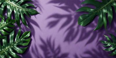 The image features a purple wall with a pattern of green leaves. The leaves are arranged in a way that creates a visually appealing design. The wall appears to be a part of a larger room, possibly a living space or a dining area. The combination of the purple wall and the green leaves creates a unique and interesting atmosphere.