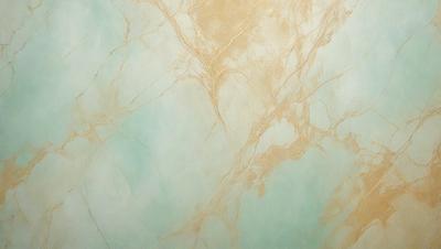The primary subject of the image is a marble wall with a blue tint. The setting is a room with a blue-green marble wall, and the visual style is a close-up of the wall. The colors and mood of the image are predominantly blue and green, creating a serene and calming atmosphere.