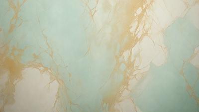 The primary subject of the image is a marble wall with a gold-colored texture. The setting is a bathroom, and the visual style is a photo. The dominant colors are gold and blue, creating a luxurious and elegant atmosphere.