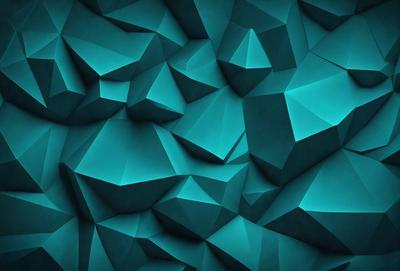 The primary subject of the image is a blue and green geometric pattern. The setting is a blue and green background, which creates a visually appealing contrast with the pattern. The visual style is a digital art or illustration, as the pattern is intricate and well-defined. The dominant colors are blue and green, which evoke a sense of calmness and tranquility.