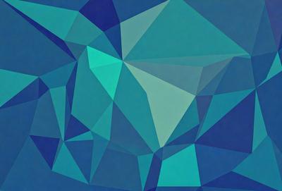 The primary subject of the image is a blue and green geometric pattern. The setting is a blue background, and the visual style appears to be a digital art or illustration. The dominant colors in the image are blue and green, creating a calm and soothing atmosphere.