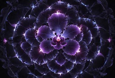 The primary subject of the image is a purple flower with a yellow center, surrounded by a purple background. The visual style of the image is a digital art or illustration, with a purple and yellow color scheme that creates a calm and serene atmosphere.