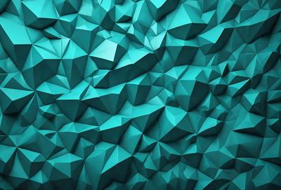 The primary subject of the image is a blue and green geometric pattern. The setting is a blue and green wall, which serves as the backdrop for the pattern. The visual style of the image is a digital art or illustration, as it is a well-defined and intricate design. The dominant colors in the image are blue and green, creating a calm and soothing atmosphere.