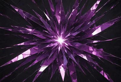 The primary subject of the image is a large, purple crystal or glass structure, which appears to be a part of a larger, intricate design. The setting is a dark background, which contrasts with the vibrant purple color of the crystal. The visual style of the image is a combination of digital art and illustration, creating a unique and eye-catching pattern. The colors and mood of the image are predominantly purple, giving it a sense of elegance and sophistication.