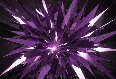 The primary subject of the image is a purple flower with a bright center. The setting is a dark background, which contrasts with the vibrant colors of the flower. The visual style is a close-up of the flower, showcasing its details. The dominant colors are purple and bright, creating a mood of elegance and beauty.