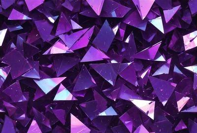 The primary subject of the image is a close-up of a purple and blue geometric pattern, which appears to be a digital art or illustration. The setting is a purple and blue background, creating a visually striking contrast. The visual style is a combination of digital art and illustration, with the geometric pattern being the main focus. The colors and mood of the image are predominantly purple and blue, giving it a calm and soothing atmosphere.