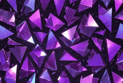 The primary subject of the image is a close-up of a purple and pink geometric pattern, which appears to be a digital art or illustration. The setting is a dark background, which contrasts with the vibrant colors of the pattern. The visual style is a combination of digital art and geometric shapes, creating a unique and eye-catching design. The dominant colors in the image are purple and pink, giving the pattern a lively and energetic atmosphere.