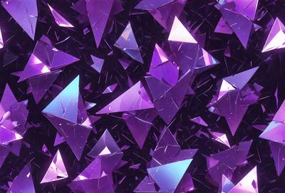 The primary subject of the image is a close-up of a purple and blue geometric pattern, which appears to be a digital art or illustration. The setting is a dark background, which contrasts with the vibrant colors of the pattern. The visual style is a combination of digital art and geometric shapes, creating a unique and eye-catching design. The dominant colors are purple and blue, giving the image a calming and soothing atmosphere.