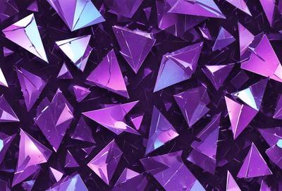 The primary subject of the image is a close-up of a purple and blue geometric pattern, which appears to be a digital art or illustration. The setting is a dark background, which contrasts with the vibrant colors of the pattern. The visual style is a combination of digital art and geometric shapes, creating a unique and eye-catching design. The dominant colors are purple and blue, giving the image a calming and soothing atmosphere.