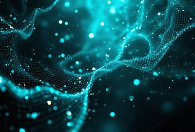 The primary subject of the image is a blue, swirling, and glowing pattern. The setting is a dark background, which contrasts with the bright blue swirls. The visual style is a combination of digital art and illustration, creating a unique and captivating design. The colors and mood of the image are predominantly blue, with a sense of depth and movement, giving the impression of a dynamic and vibrant scene.