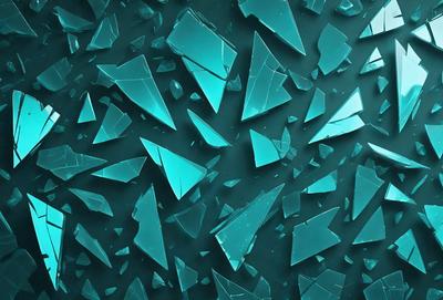 The primary subject of the image is a close-up of a blue glass surface, possibly a wall or a piece of art. The setting is a dark background, which contrasts with the blue glass. The visual style appears to be a digital art or illustration, as the glass appears to be a part of a larger design or pattern. The colors and mood of the image are predominantly blue, creating a calm and serene atmosphere.