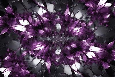 Purple Flower: The primary subject of the image is a purple flower, which is the main focus of the image. The setting is a black and white background, giving the image a vintage or artistic feel. The visual style is a close-up of the flower, showcasing its details and texture. The colors and mood of the image are predominantly purple, creating a sense of calmness and beauty.