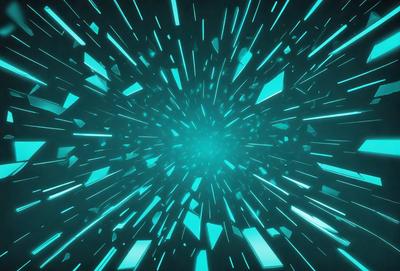 The primary subject of the image is a bright blue, swirling, and colorful light, which appears to be a neon light or a light effect. The setting is a dark background, which contrasts with the bright light. The visual style is a combination of digital art and illustration, creating a dynamic and vibrant atmosphere. The colors and mood are predominantly blue, with a sense of energy and movement.