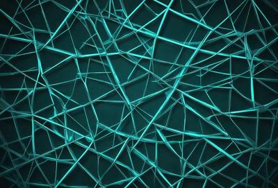 The primary subject of the image is a blue and green patterned background. The setting is a dark background, which contrasts with the vibrant colors of the pattern. The visual style appears to be a digital art or illustration, as the colors and patterns are intricately detailed. The overall atmosphere is one of depth and intrigue, as the viewer is drawn into the complex and visually captivating design.