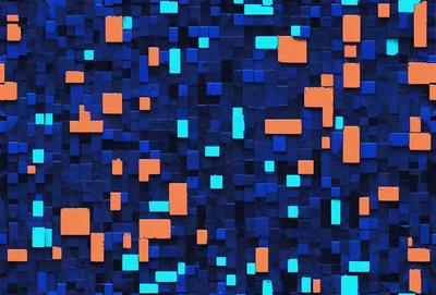 The primary subject of the image is a blue and orange patterned background. The setting is a blue and orange patterned wall, which creates a visually striking and vibrant atmosphere. The visual style of the image is a combination of digital art and illustration, as it features a unique and intricate design. The dominant colors in the image are blue and orange, which create a lively and energetic mood.