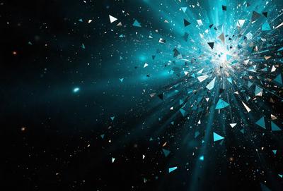 The primary subject of the image is a blue and white pattern, which appears to be a digital art or illustration. The setting is a dark, starry background, creating a sense of depth and contrast. The visual style is modern and artistic, with the blue and white pattern being the main focus of the image. The colors and mood of the image are predominantly dark and moody, with the blue and white pattern providing a sense of calmness and tranquility.