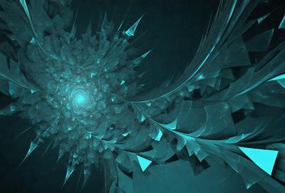 The primary subject of the image is a blue and white swirling pattern, which appears to be a digital art or illustration. The setting is a dark background, which contrasts with the swirling pattern. The visual style is a combination of digital art and illustration, creating a unique and intricate design. The colors and mood of the image are predominantly blue and white, giving it a calm and serene atmosphere.