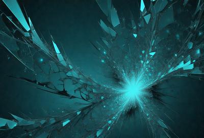 The primary subject of the image is a blue and white glass shard, which is the main object, scene, or focus of the image. The setting or background features a dark blue sky, creating a contrasting backdrop for the glass shard. The visual style of the image is digital art, as it appears to be a digital illustration or drawing. The colors and mood of the image are predominantly blue and white, with a sense of depth and complexity due to the glass shard's intricate design.