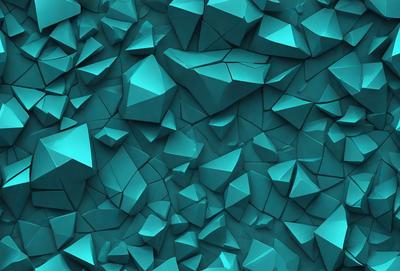 The primary subject of the image is a blue, geometric pattern. The setting is a blue background, and the visual style is digital art. The dominant colors are blue and turquoise, creating a calm and soothing atmosphere.