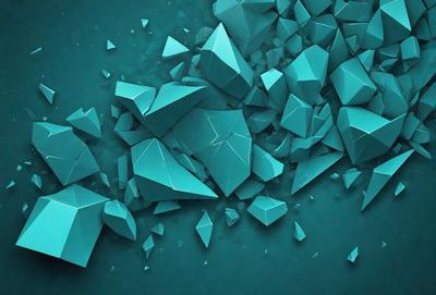 The primary subject of the image is a collection of blue and white geometric shapes, which are arranged in a visually appealing manner. The setting is a blue background, which complements the colors of the shapes. The visual style of the image is digital art, as it appears to be a computer-generated or digitally manipulated composition. The dominant colors in the image are blue and white, creating a calm and soothing atmosphere.