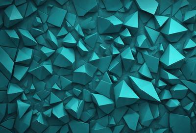 The primary subject of the image is a blue wall with a pattern of triangular shapes. The setting is a blue background, and the visual style appears to be a digital art or illustration. The dominant colors are blue and white, creating a calm and soothing atmosphere.