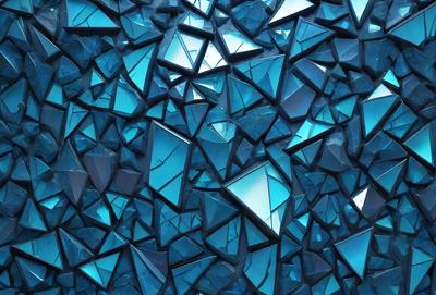 The primary subject of the image is a blue and white patterned wall, which appears to be made of glass or a similar material. The setting is a room with a blue and white color scheme, creating a visually appealing and cohesive environment. The visual style of the image is a combination of digital art and illustration, as the blue and white pattern is intricately designed and well-executed. The colors and mood of the image are predominantly blue and white, giving it a clean, modern, and s