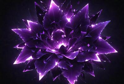 The primary subject of the image is a purple flower with a purple background. The visual style appears to be a digital art or illustration, as the flower is depicted in a vibrant and detailed manner. The colors and mood of the image are predominantly purple, creating a sense of calmness and beauty.